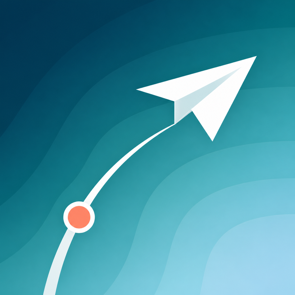 Headwinds paper plane and flowing flight path